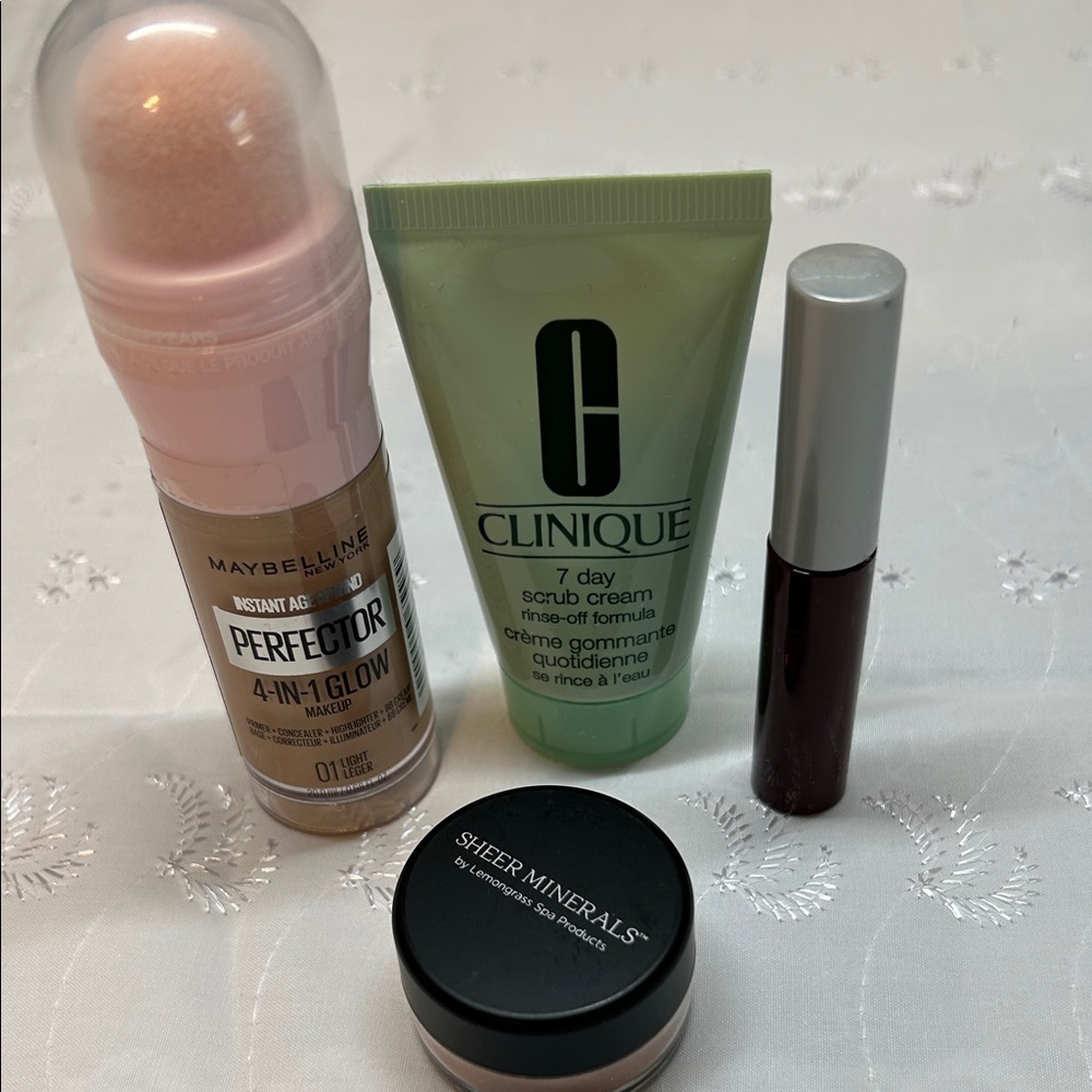 Bundle of four makeup products, Maybelline, Clinique and Lemongrass Spa